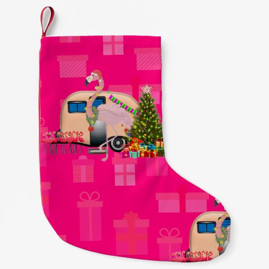 kerstflamingo kleine kerstsok (Voorkant)