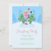 Kerstflamingo met Cactus.          Kaart (Voorkant)