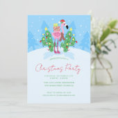 Kerstflamingo met Cactus.          Kaart (Staand voorkant)