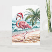 Kerstflamingo met het Santa Pet Kaart (Voorkant)