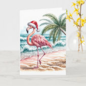 Kerstflamingo met het Santa Pet Kaart (Gele Bloem)