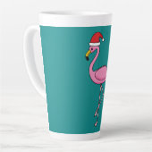 Kerstflamingo met Kerstmannenhoed Latte Mok (Linkerhoek)