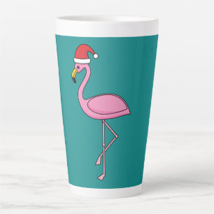 Kerstflamingo met Kerstmannenhoed Latte Mok
