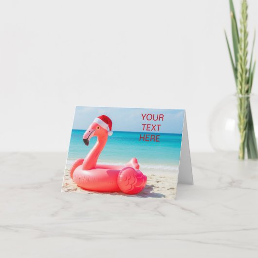 Kerstflamingo met kerstmuts bedankkaart (Voorkant)