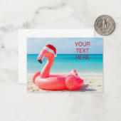 Kerstflamingo met kerstmuts notitiekaartje (Voorkant / Achterkant in situ)