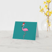 Kerstflamingo met Sinterklaashoed Kaart (Gele Bloem)