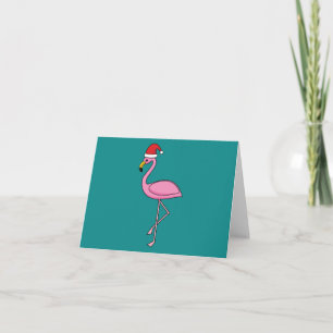 Kerstflamingo met Sinterklaashoed Kaart