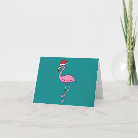 Kerstflamingo met Sinterklaashoed Kaart (Voorkant)