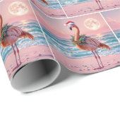 Kerstflamingo met vakantiekrans cadeaupapier (Rol Hoek)