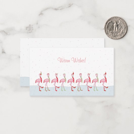 Kerstflamingo Notitiekaartje (Voorkant / Achterkant in situ)