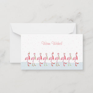 Kerstflamingo Notitiekaartje