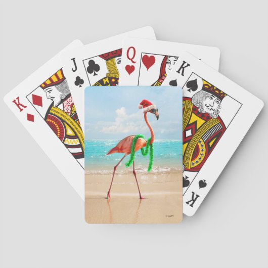 Kerstflamingo op het strand pokerkaarten (Achterkant)