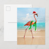 Kerstflamingo op het strand uitnodiging briefkaart (Voorkant / Achterkant)