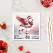 Kerstflamingo op schaatsen servet (Insitu)