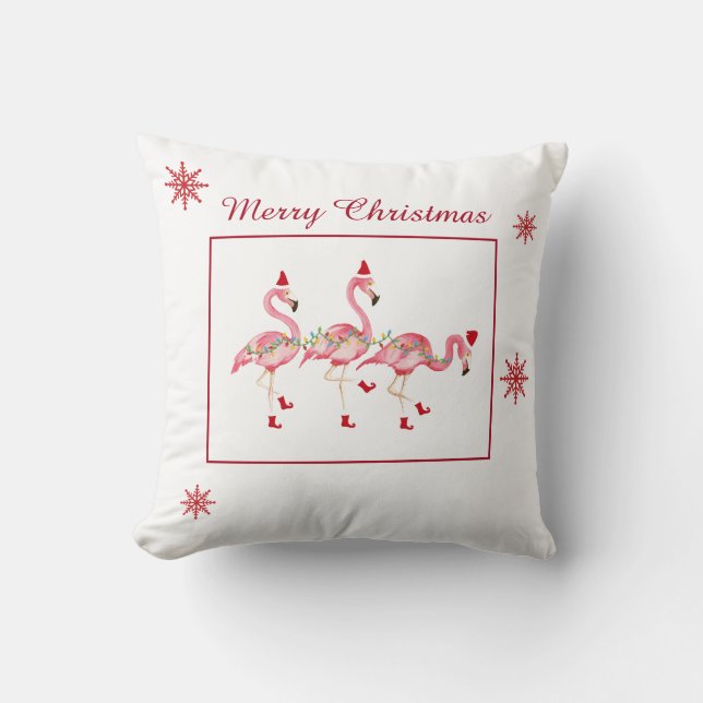 Kerstflamingos Omkeerbare kussen met kussen (Voorkant)