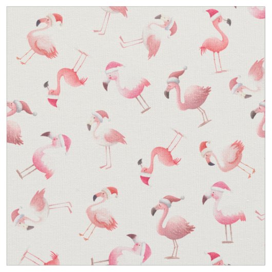 Kerstflamingo's op Wit Stof (Close Up)