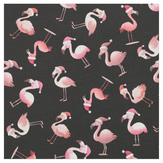 Kerstflamingo's op Zwart Gegooid Stof (Close Up)