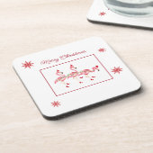 kerstflamingos plastic onderzetters (Linkerzijde)