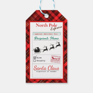kerstflannel noord-poolbezorging - Labels met cade Cadeaulabel