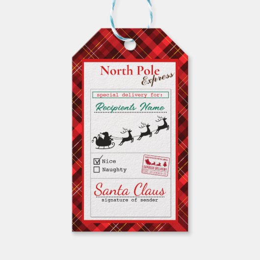 kerstflannel noord-poolbezorging - Labels met cade Cadeaulabel (Voorkant)