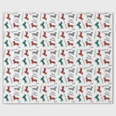 kerstflannelrood en groene dachshonden cadeaupapier (Vlak)