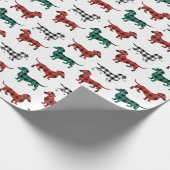 kerstflannelrood en groene dachshonden cadeaupapier (Hoek)