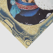 Kerstflappermeisje grote witte bontjas tissuepapier (Detail)