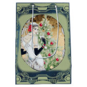 Kerstflappermeisje met drank en boom medium cadeauzakje (Achterkant)