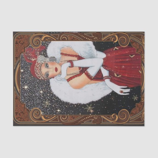 Kerstflappermeisje Sterrenhemel Tissuepapier (Voorkant)