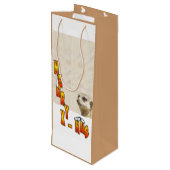 kerstflesje Meerkat BROWN Wine Bag Wijn Cadeautas (Achterkant Gekanteld)