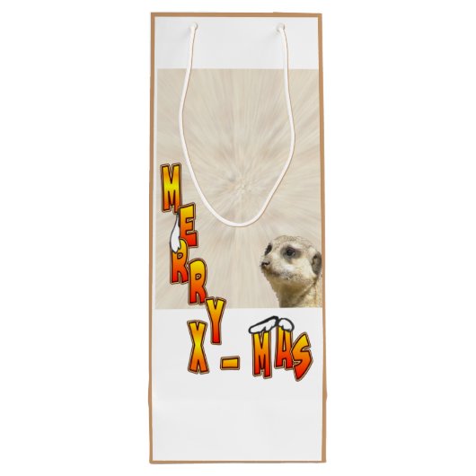 kerstflesje Meerkat BROWN Wine Bag Wijn Cadeautas (Achterkant)