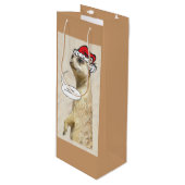 kerstflesje Meerkat BROWN Wine Bag Wijn Cadeautas (Voorkant Gekanteld)