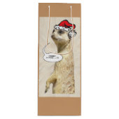 kerstflesje Meerkat BROWN Wine Bag Wijn Cadeautas (Voorkant)