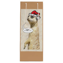 kerstflesje Meerkat BROWN Wine Bag Wijn Cadeautas