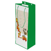 kerstflesje Meerkat GREEN Wine Bag Wijn Cadeautas (Achterkant Gekanteld)