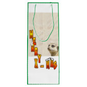 kerstflesje Meerkat GREEN Wine Bag Wijn Cadeautas (Achterkant)