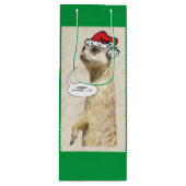 kerstflesje Meerkat GREEN Wine Bag Wijn Cadeautas (Voorkant)