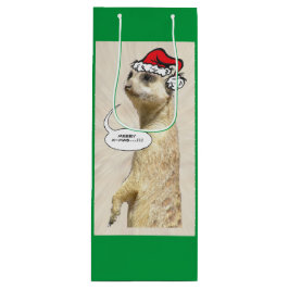 kerstflesje Meerkat GREEN Wine Bag Wijn Cadeautas