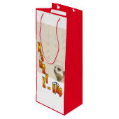 kerstflesje Meerkat RED Wine Bag Wijn Cadeautas (Achterkant Gekanteld)