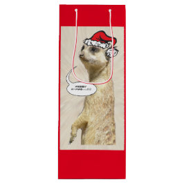 kerstflesje Meerkat RED Wine Bag Wijn Cadeautas