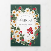 kerstflesjes | Foto rood en groen botanisch 5 Drieluik Uitnodiging (Cover)