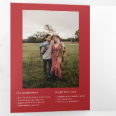 kerstflesjes | Foto rood en groen botanisch 5 Drieluik Uitnodiging (Binnenzijde eerst)