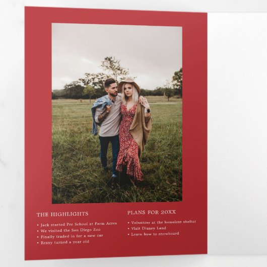 kerstflesjes | Foto rood en groen botanisch 5 Drieluik Uitnodiging (Binnenzijde eerst)