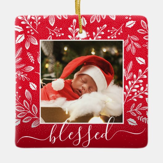 Kerstflesjes met geblesseerde rood keramisch ornament (Voorkant)