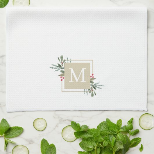 kerstflesmonogram theedoek (Gevouwen)