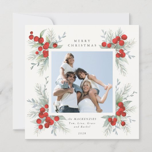 Kerstflessen Red Berries Holiday Foto (Voorkant)