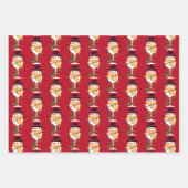 kerstflessen rendiersneeuwman inpakpapier vel (Voorkant 3)