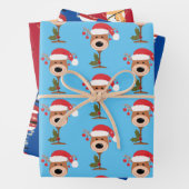 kerstflessen rendiersneeuwman inpakpapier vel (In situ)