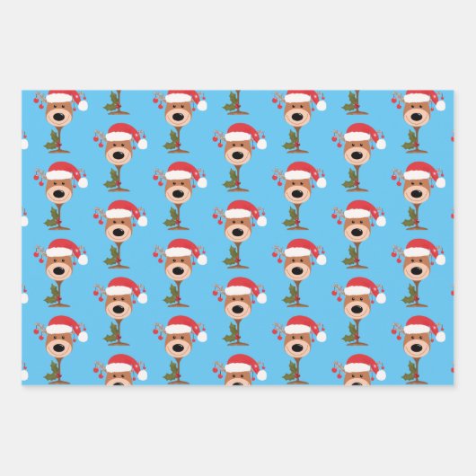 kerstflessen rendiersneeuwman inpakpapier vel (Voorkant)