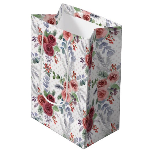 kerstflessenpatroon medium cadeauzakje (Voorkant Gekanteld)